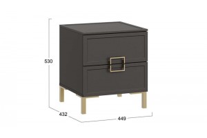 Тумба прикроватная Стелла с опорами Золото розовое, Серый вулкан, Фон серый