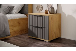 Тумба прикроватная Хилтон Дуб Крафт золотой, Графит матовый