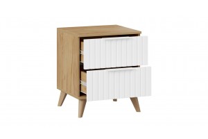 Тумба прикроватная Хилтон с опорами Бук матовый, Дуб Крафт золотой, Белый матовый