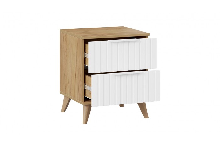 Тумба прикроватная «Хилтон» с опорами Бук матовый, Дуб Крафт золотой, Белый матовый