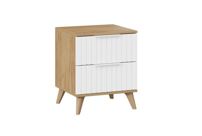Тумба прикроватная «Хилтон» с опорами Бук матовый, Дуб Крафт золотой, Белый матовый