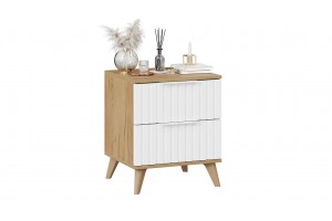 Тумба прикроватная Хилтон с опорами Бук матовый, Дуб Крафт золотой, Белый матовый