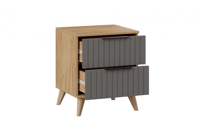 Тумба прикроватная «Хилтон» с опорами Бук матовый, Дуб Крафт золотой, Графит матовый