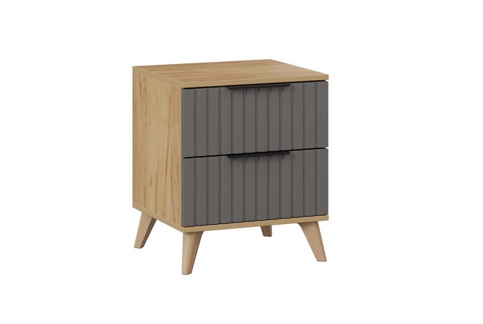 Тумба прикроватная «Хилтон» с опорами Бук матовый, Дуб Крафт золотой, Графит матовый