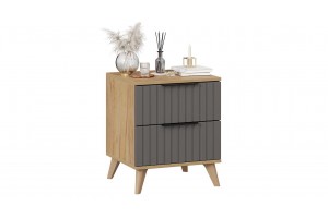 Тумба прикроватная Хилтон с опорами Бук матовый, Дуб Крафт золотой, Графит матовый