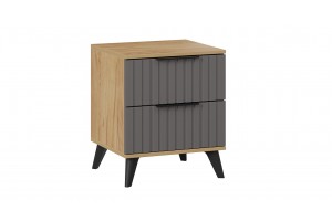 Тумба прикроватная Хилтон с опорами Черный матовый, Дуб Крафт золотой, Графит матовый
