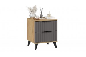 Тумба прикроватная Хилтон с опорами Черный матовый, Дуб Крафт золотой, Графит матовый