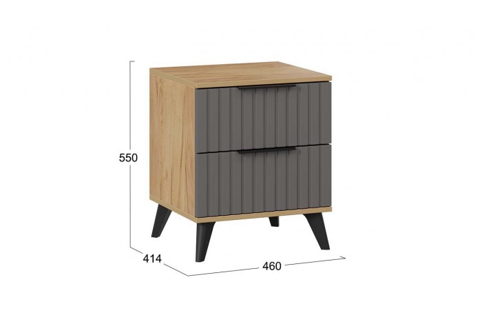 Тумба прикроватная «Хилтон» с опорами Черный матовый, Дуб Крафт золотой, Графит матовый