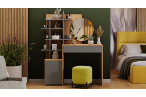 Стол туалетный Голден Дуб Крафт золотой, Графит Серый