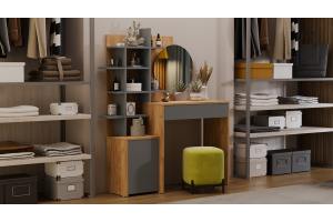 Стол туалетный Голден Дуб Крафт золотой, Графит Серый