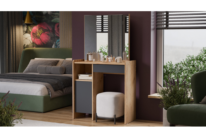 Стол туалетный «Дарси» Тип 1 Дуб Крафт золотой, Антрацит