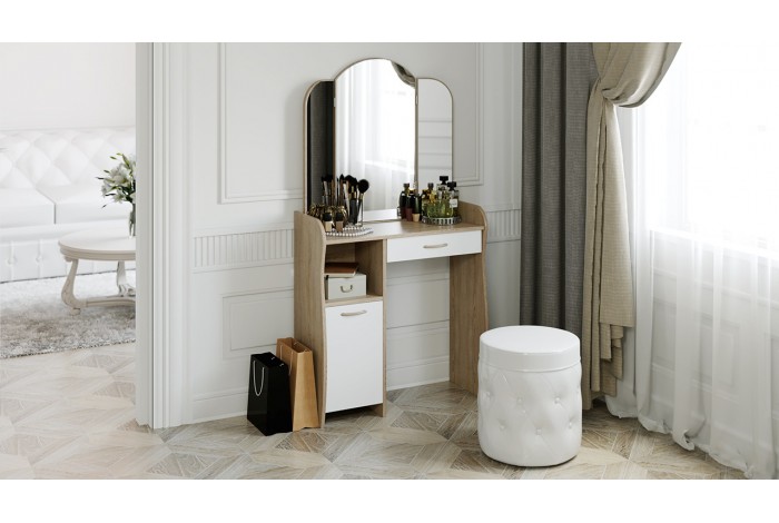 Стол туалетный «София Т1» Дуб Сонома, Белый