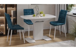 Стол обеденный раздвижной Хилтон Тип 1 Белый глянец, Стекло глянцевое белое