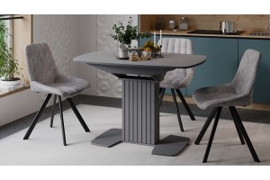 Стол обеденный раздвижной Хилтон Тип 1 Графит матовый, Стекло матовое серое