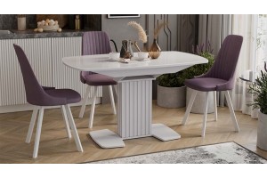 Стол обеденный раздвижной Хилтон Тип 2 Белый глянец, Стекло глянцевое белое