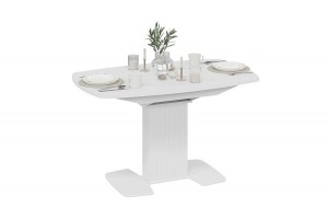 Стол обеденный раздвижной Хилтон Тип 2 Белый глянец, Стекло глянцевое белое