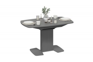 Стол обеденный раздвижной Хилтон Тип 2 Графит матовый, Стекло матовое серое