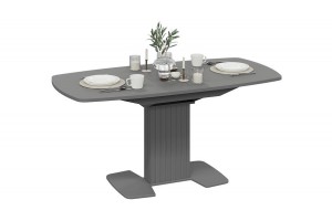 Стол обеденный раздвижной Хилтон Тип 2 Графит матовый, Стекло матовое серое