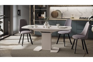 Стол обеденный раздвижной Хилтон Тип 2 Кашемир, Стекло матовое кашемир