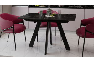 Стол обеденный раздвижной Бронкс Тип 1 Черный муар, Керамика матовая черный мрамор