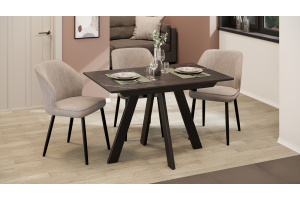 Стол обеденный раздвижной Бронкс Тип 1 Черный муар, Керамика матовая белый мрамор