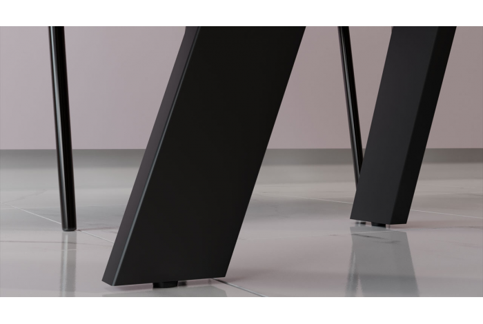 Стол обеденный раздвижной «Бронкс» Тип 1 Черный муар, Керамика матовая белый мрамор