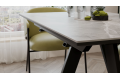 Стол обеденный раздвижной «Бронкс» Тип 1 Черный муар, Керамика матовая серый мрамор