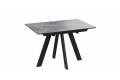 Стол обеденный раздвижной «Бронкс» Тип 1 Черный муар, Керамика матовая серый мрамор