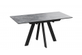 Стол обеденный раздвижной «Бронкс» Тип 1 Черный муар, Керамика матовая серый мрамор