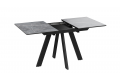 Стол обеденный раздвижной «Бронкс» Тип 1 Черный муар, Керамика матовая серый мрамор