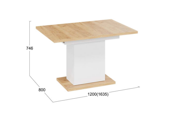 Стол раздвижной «Детройт» Тип 4 - 009.005.000 Белый, Дуб Крафт золотой