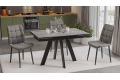 Стол обеденный раздвижной «Дуглас» Тип 1 Черный муар, Керамика матовая серый мрамор
