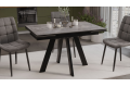 Стол обеденный раздвижной «Дуглас» Тип 1 Черный муар, Керамика матовая серый мрамор