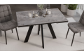 Стол обеденный раздвижной «Дуглас» Тип 1 Черный муар, Керамика матовая серый мрамор