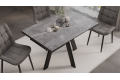 Стол обеденный раздвижной «Дуглас» Тип 1 Черный муар, Керамика матовая серый мрамор