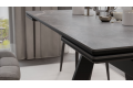 Стол обеденный раздвижной «Дуглас» Тип 1 Черный муар, Керамика матовая серый мрамор