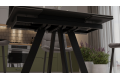 Стол обеденный раздвижной «Дуглас» Тип 1 Черный муар, Керамика матовая серый мрамор