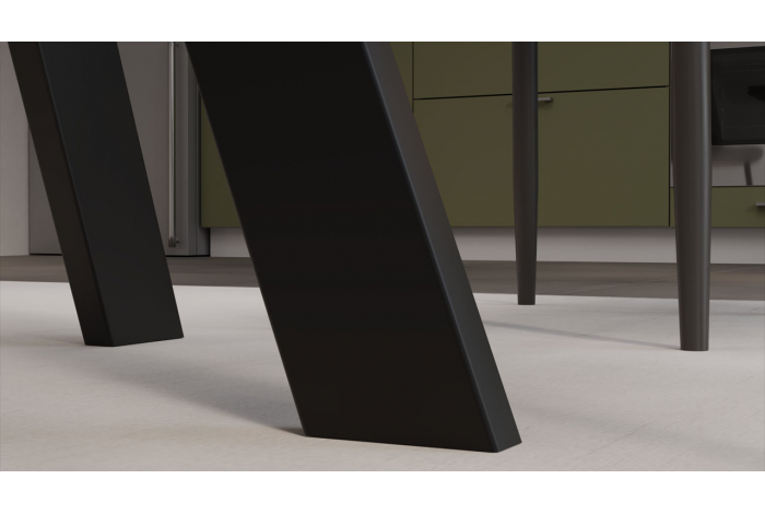 Стол обеденный раздвижной «Дуглас» Тип 1 Черный муар, Керамика матовая серый мрамор