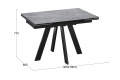 Стол обеденный раздвижной «Дуглас» Тип 1 Черный муар, Керамика матовая серый мрамор