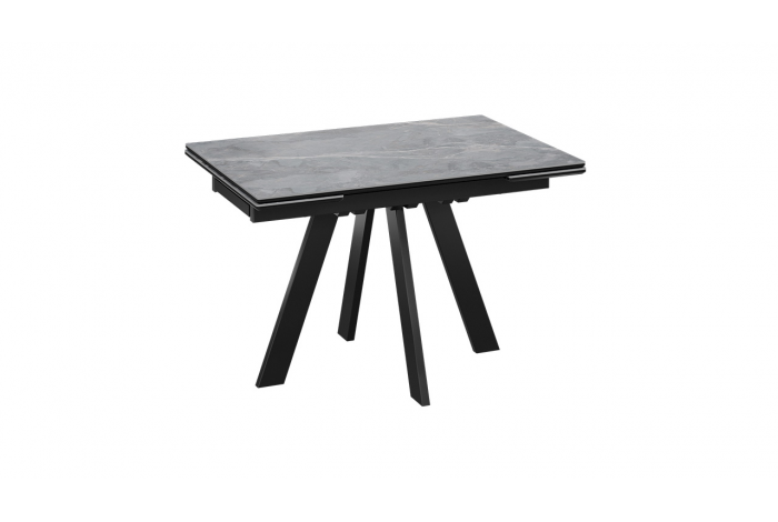 Стол обеденный раздвижной «Дуглас» Тип 1 Черный муар, Керамика матовая серый мрамор