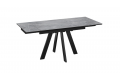 Стол обеденный раздвижной «Дуглас» Тип 1 Черный муар, Керамика матовая серый мрамор
