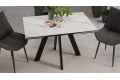 Стол обеденный раздвижной «Дуглас» Тип 1 Черный муар, Керамика матовая белый мрамор