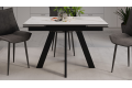 Стол обеденный раздвижной «Дуглас» Тип 1 Черный муар, Керамика матовая белый мрамор