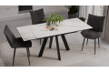 Стол обеденный раздвижной «Дуглас» Тип 1 Черный муар, Керамика матовая белый мрамор