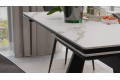 Стол обеденный раздвижной «Дуглас» Тип 1 Черный муар, Керамика матовая белый мрамор