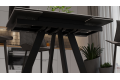 Стол обеденный раздвижной «Дуглас» Тип 1 Черный муар, Керамика матовая белый мрамор
