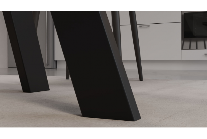 Стол обеденный раздвижной «Дуглас» Тип 1 Черный муар, Керамика матовая белый мрамор