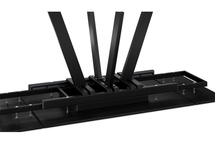 Стол обеденный раздвижной «Дуглас» Тип 1 Черный муар, Керамика матовая серый мрамор