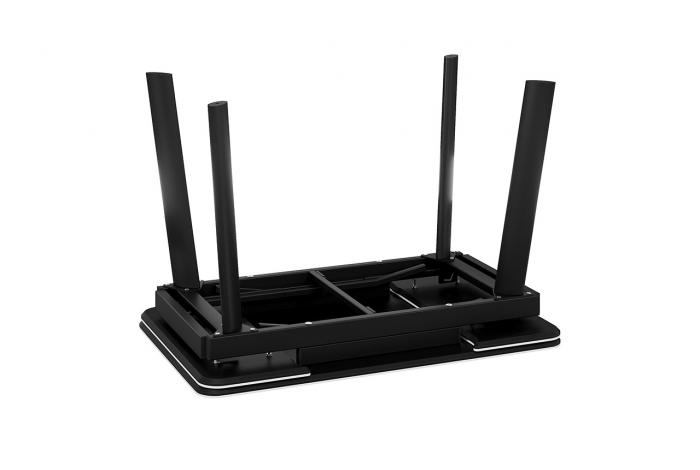 Стол обеденный раздвижной «Джойс» Тип 1 Черный муар, Керамика матовая белый мрамор