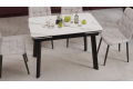 Стол обеденный раздвижной «Джойс» Тип 1 Черный муар, Керамика матовая белый мрамор